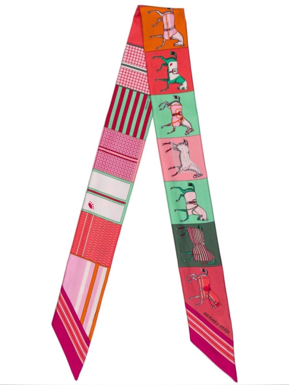 27 EXCELLENT PRE LOVED Hermès horse-themed Twilly scarves